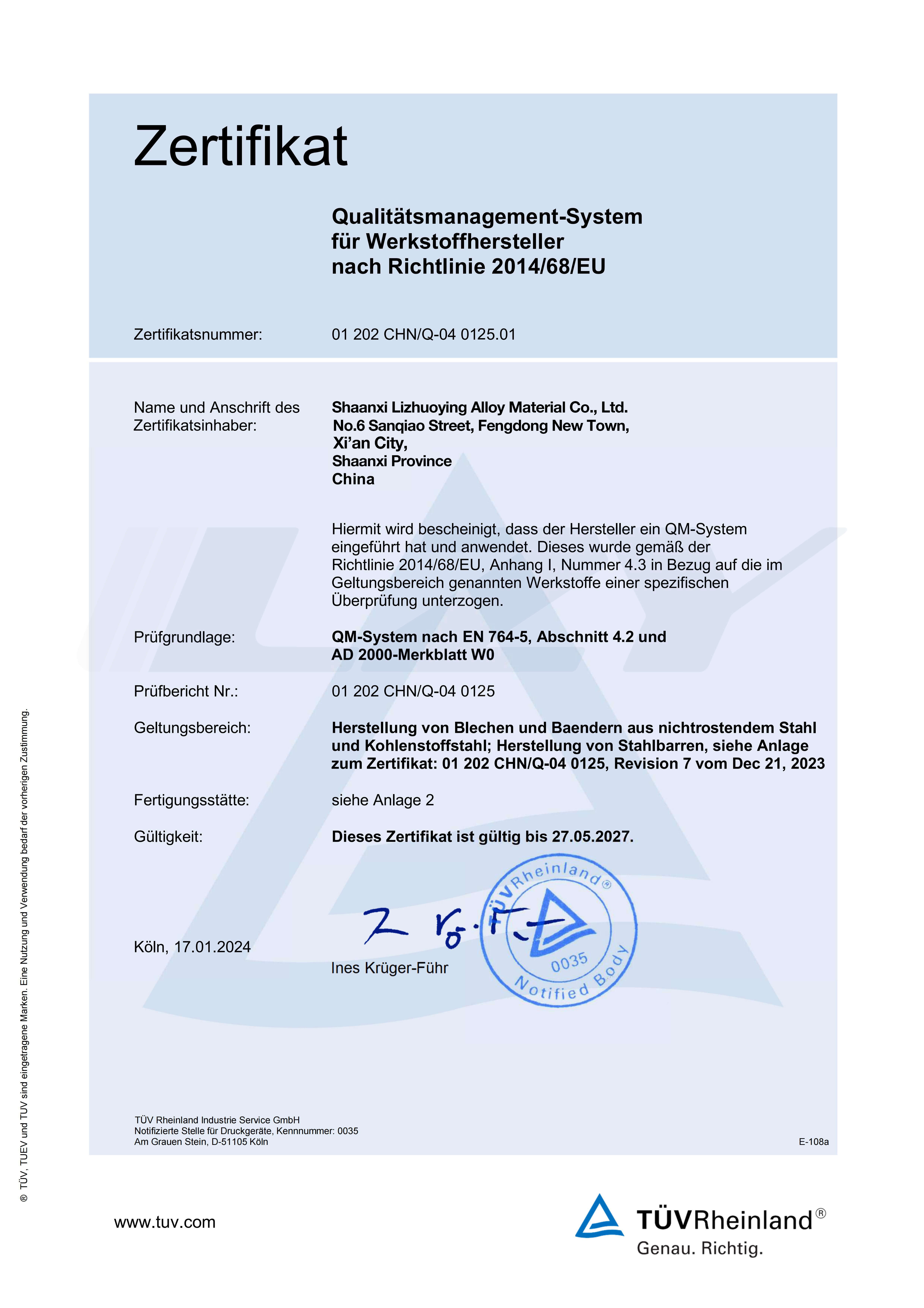 Certification